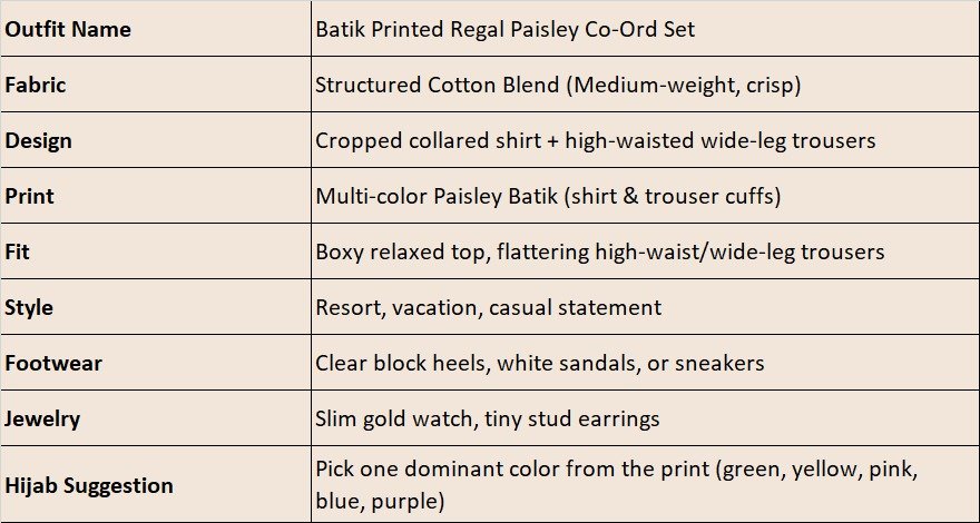 paisley batik print co ord set